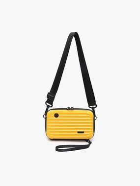 Yellow & Silver Hard-Shell Crossbody Bag with Adjustable Strap